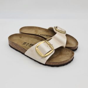 Birkenstock Madrid Big Buckle graceful pearl white ciabatte donna
