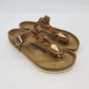 Birkenstock Gizeh Braided cognac pelle ingrassata infradito donna