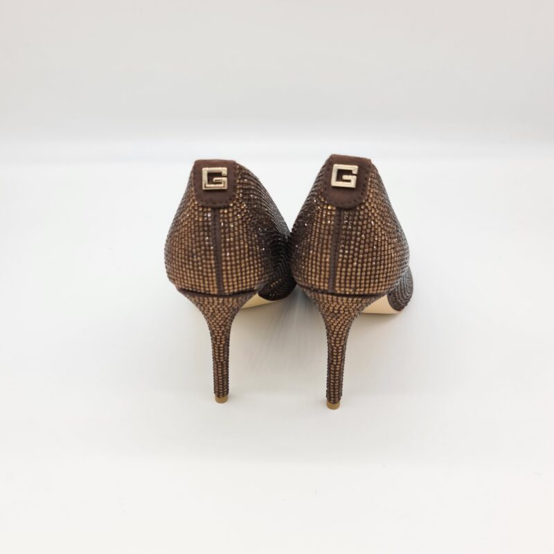 Guess décolletté donna marrone bronzo strass