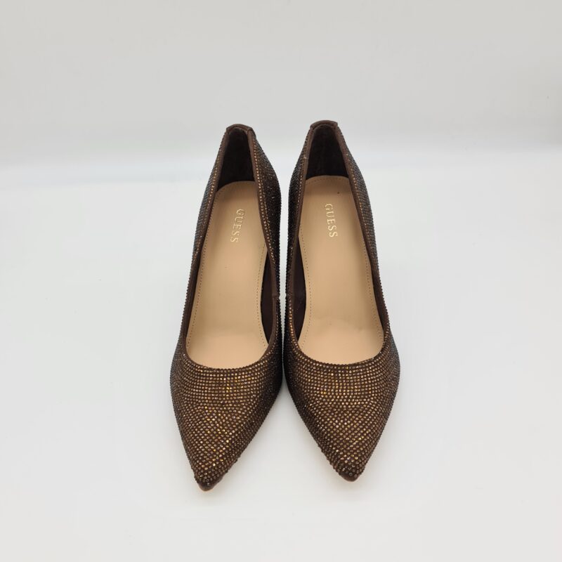 Guess décolletté donna marrone bronzo strass
