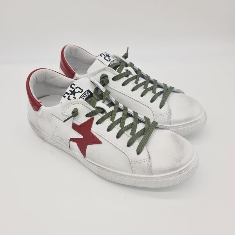2Star sneakers low uomo bianca stella rossa