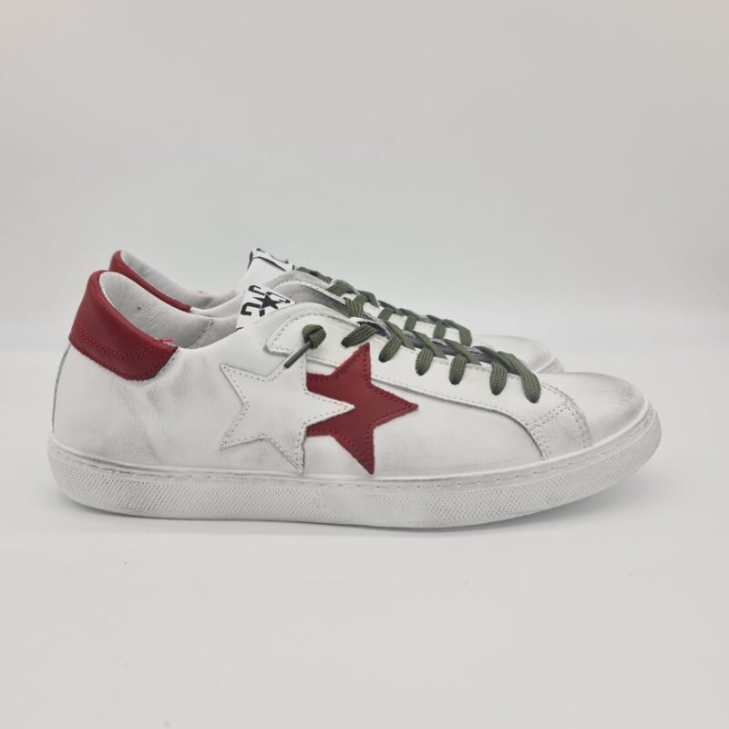 2Star sneakers low uomo bianca stella rossa