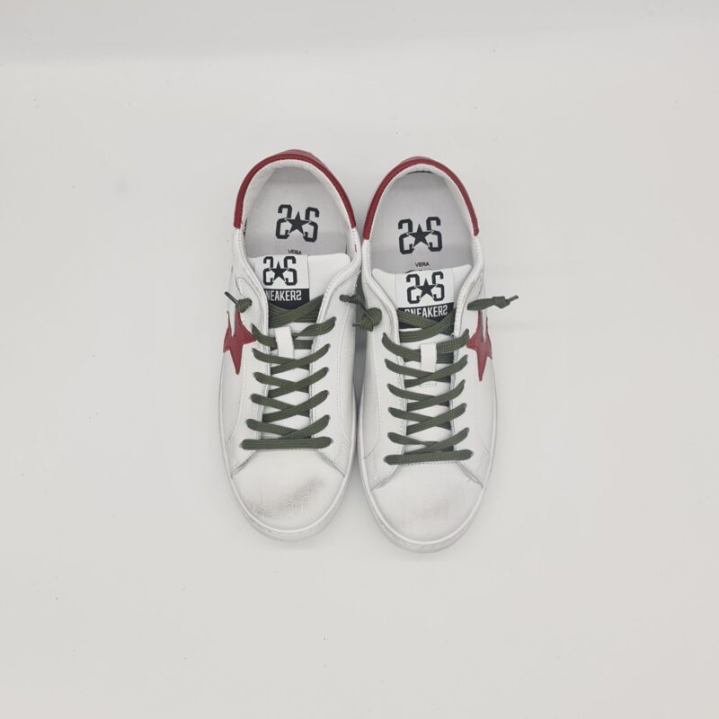 2Star sneakers low uomo bianca stella rossa