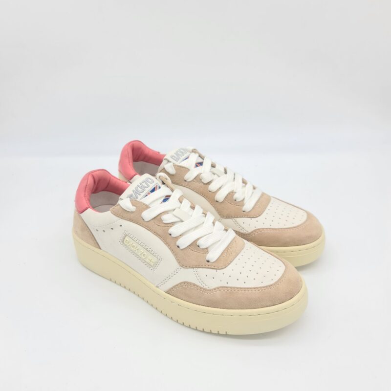 Back 70 sneakers donna pelle bianca e rosa