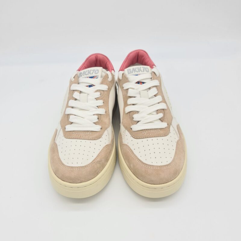 Back 70 sneakers donna pelle bianca e rosa