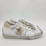 2Star sneakers Low donna bianco oro talloncino glitter oro/giallo