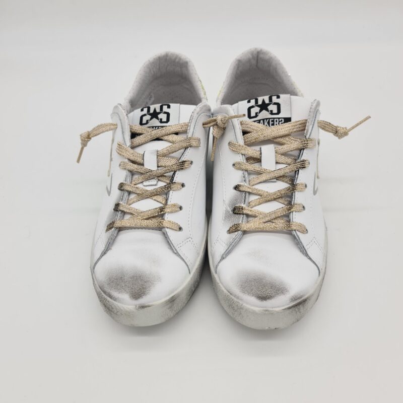 2Star sneakers Low donna bianco oro talloncino glitter oro/giallo