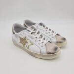 2Star sneakers Low donna bianca crosta beige stella glitter oro