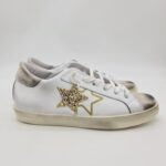 2Star sneakers Low donna bianca crosta beige stella glitter oro