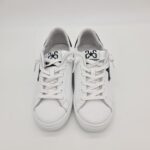 2Stars sneakers Low donna bianca e nera talloncino glitter neri