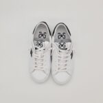 2Stars sneakers Low donna bianca e nera talloncino glitter neri