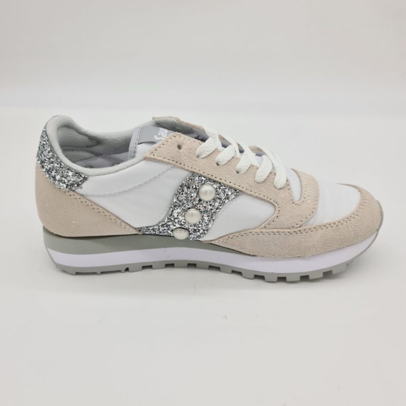 Saucony sneakers customizzate donna bianche glitter argento e borchie