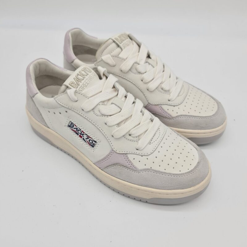 Back 70 sneakers donna bianca con dettagli rosa