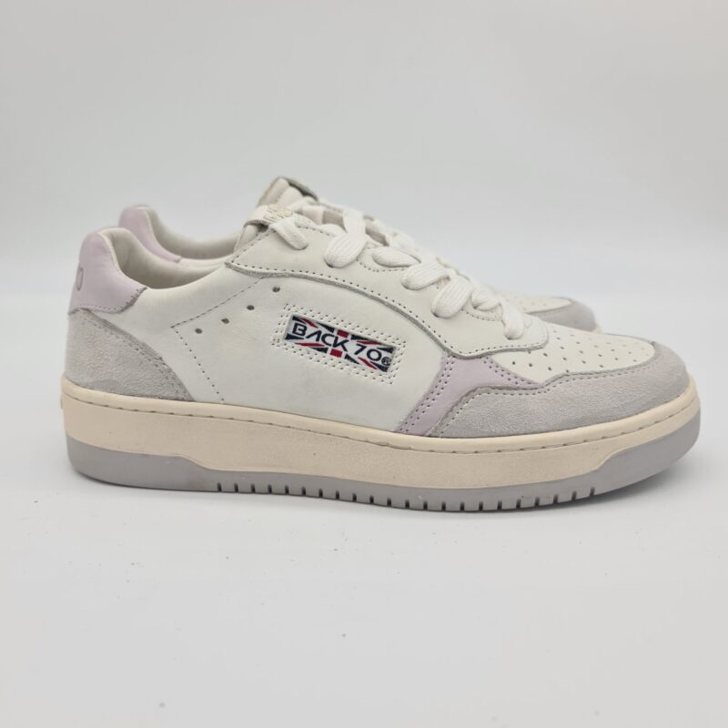 Back 70 sneakers donna bianca con dettagli rosa