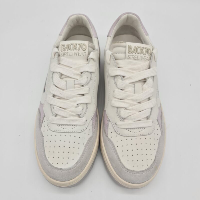Back 70 sneakers donna bianca con dettagli rosa