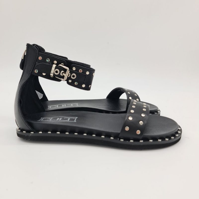 Cult Roshelle3885 sandalo donna nero fibbia nella caviglia e borchie