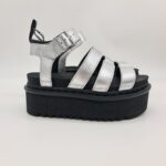 Dr.Martens Blaire Quad pelle argento platform Sandalo donna