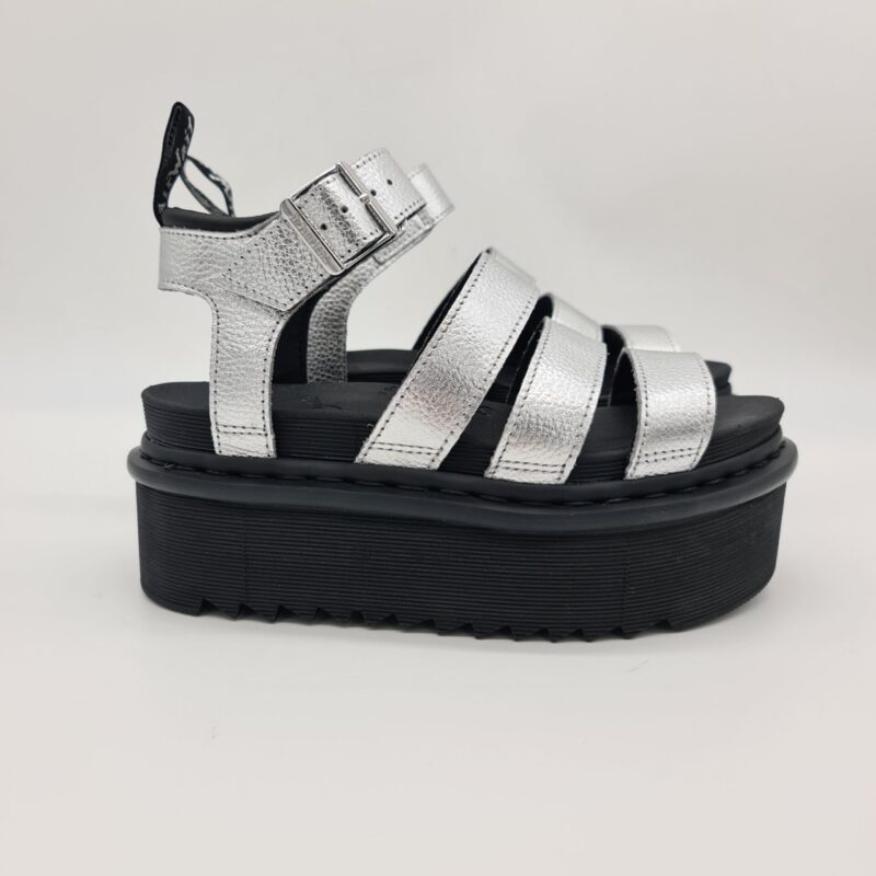 Dr.Martens Blaire Quad pelle argento platform Sandalo donna