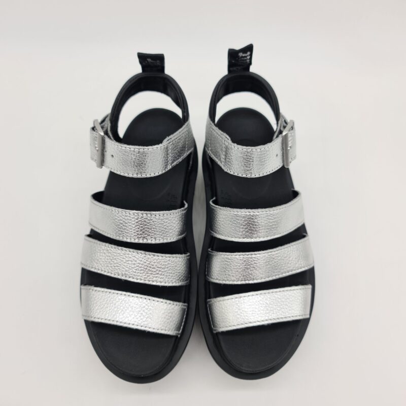 Dr.Martens Blaire Quad pelle argento platform Sandalo donna