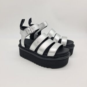 Dr.Martens Blaire Quad pelle argento platform Sandalo donna