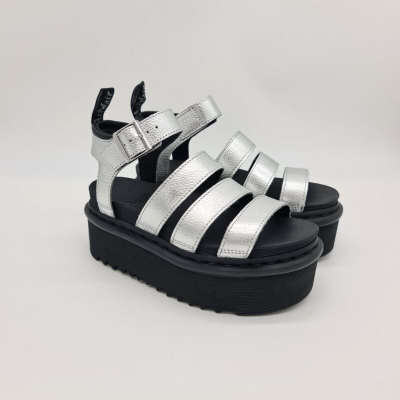 Dr.Martens Blaire Quad pelle argento platform Sandalo donna