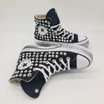 Converse alta nera platform con borchie sneakers donna