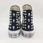 Converse alta nera platform con borchie sneakers donna