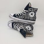 Converse alta nera platform con borchie sneakers donna