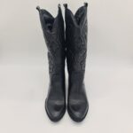 Divine Follie stivale texano donna ricamato nero tacco 4 cm