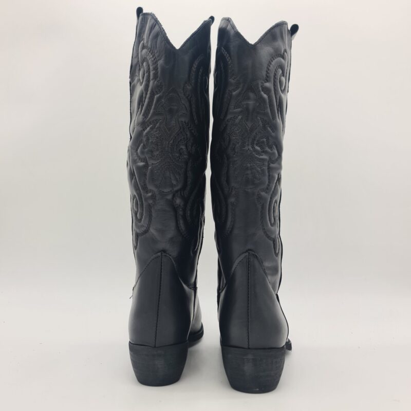 Divine Follie stivale texano donna ricamato nero tacco 4 cm