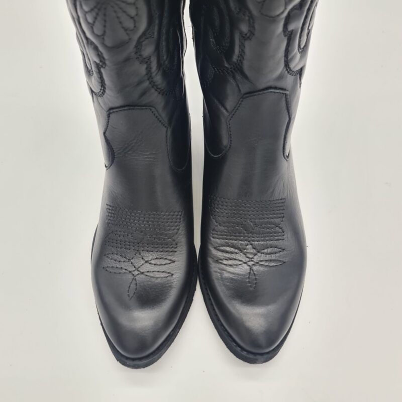 Divine Follie stivale texano donna ricamato nero tacco 4 cm