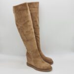 Divine Follie stivale alto donna camoscio beige zeppa