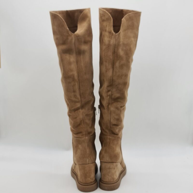 Divine Follie stivale alto donna camoscio beige zeppa