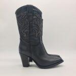 Divine Follie stivale texano donna con borchie e ricami tacco 8 cm