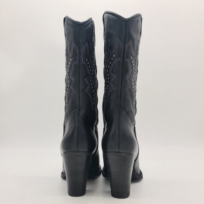 Divine Follie stivale texano donna con borchie e ricami tacco 8 cm