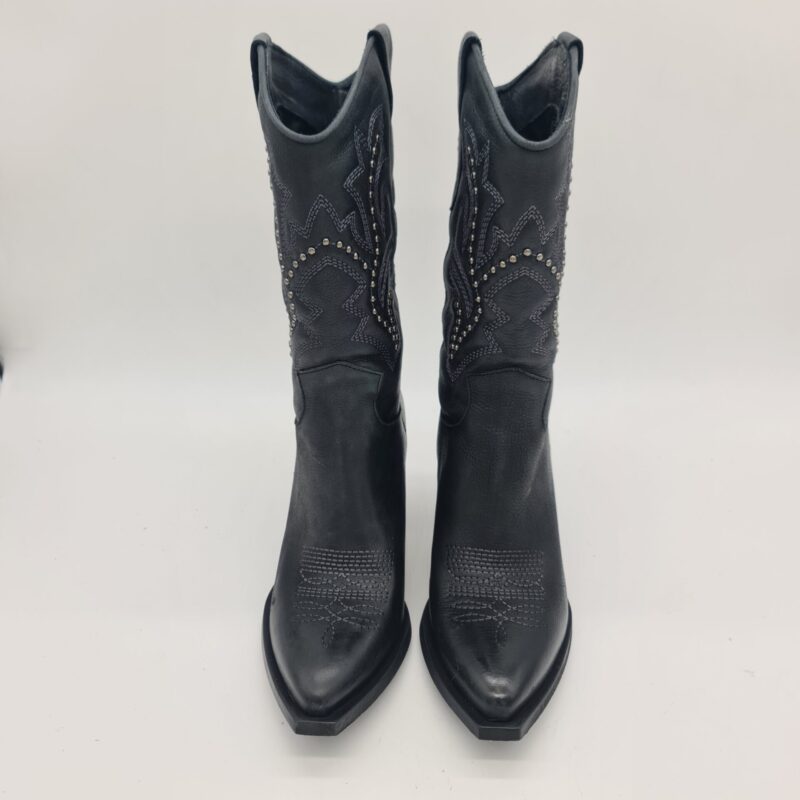 Divine Follie stivale texano donna con borchie e ricami tacco 8 cm