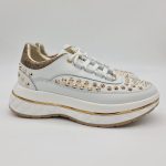 Guess sneakers pelle bianca con borchie oro donna