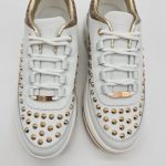 Guess sneakers pelle bianca con borchie oro donna