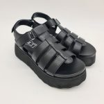 Cult  Janis 3861 sandalo platform a gabbietta con velcro nero donna