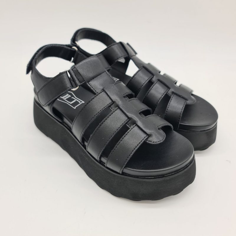 Cult  Janis 3861 sandalo platform a gabbietta con velcro nero donna