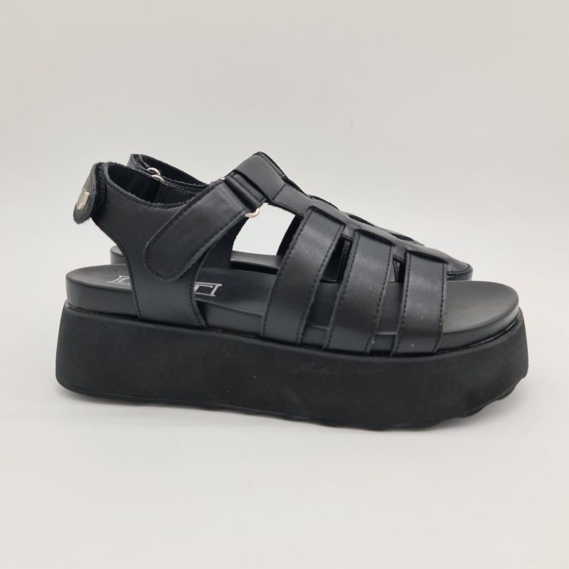 Cult  Janis 3861 sandalo platform a gabbietta con velcro nero donna