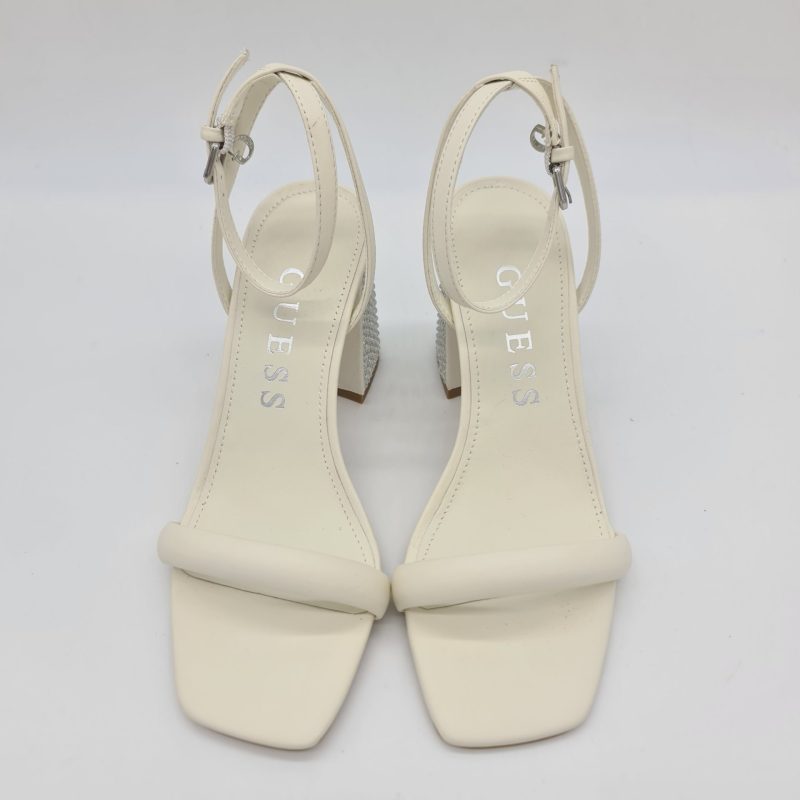 Guess sandalo avorio tacco grande con strass cm 9