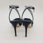 Guess sandalo donna in raso nero con strass argento tacco 11cm