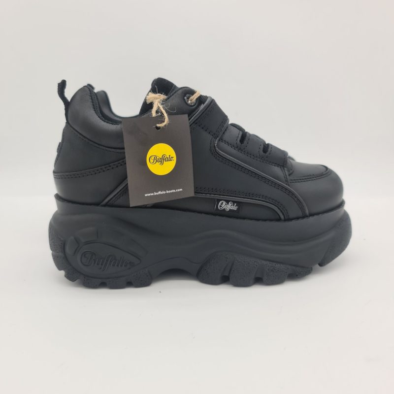Buffalo London sneakers pelle nera donna