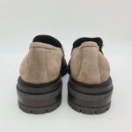 Les Tulipes mocassino donna camoscio taupe con nappine