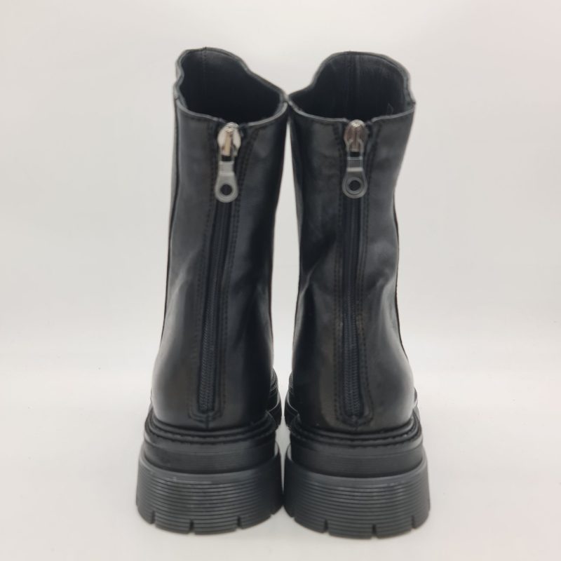Les Tulipes tronchetto donna pelle nera con zip dietro