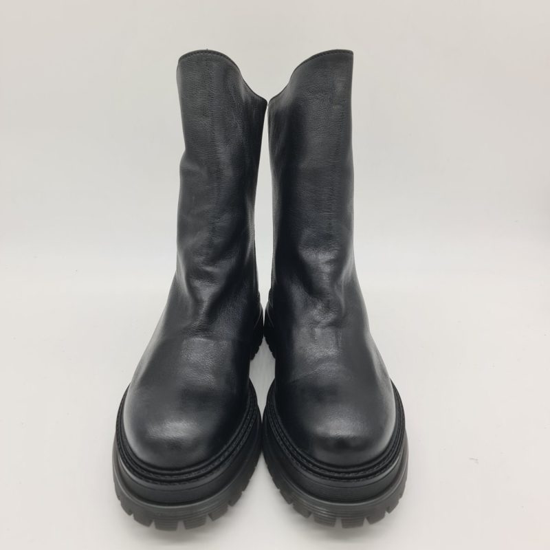 Les Tulipes tronchetto donna pelle nera con zip dietro