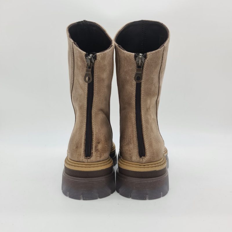 Les Tulipes tronchetto donna camoscio taupe con zip dietro