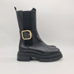Les Tulipes stivaletto donna nero con elastici e fibbia dorata estraibile
