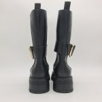 Les Tulipes stivaletto donna nero con elastici e fibbia dorata estraibile
